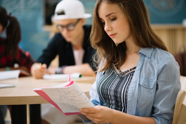 young student in class